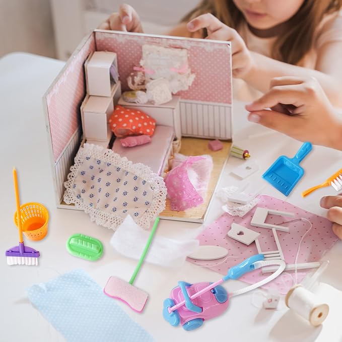 25 Pieces Miniature Doll Housework Cleaning Supplies, Mini Dollhouse - Image 5