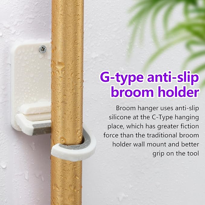Broom and Mop Holder Wall Mount, Heavy Duty Screw Drilling Gripper Rack - Image 6