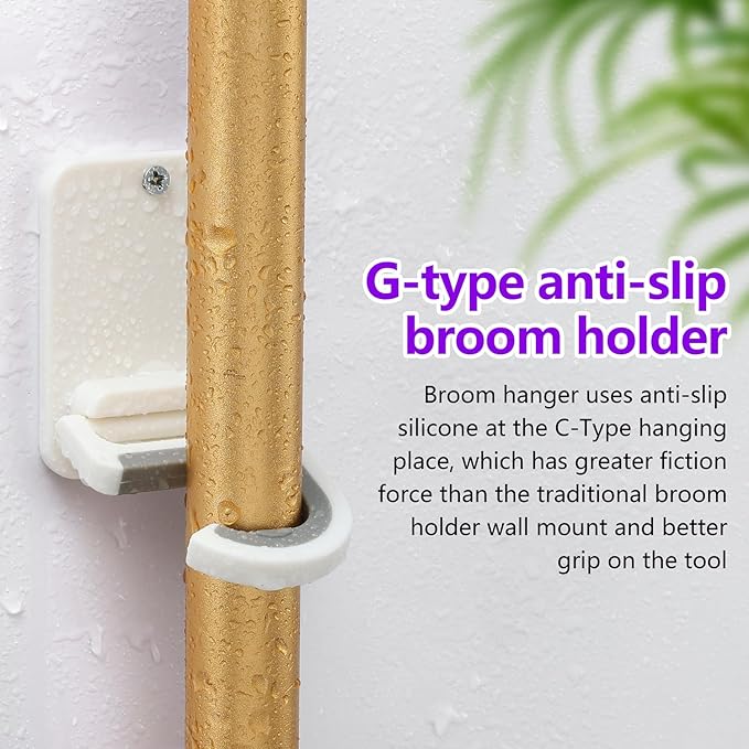 Broom and Mop Holder Wall Mount, Heavy Duty Screw Drilling Gripper Rack - Image 5