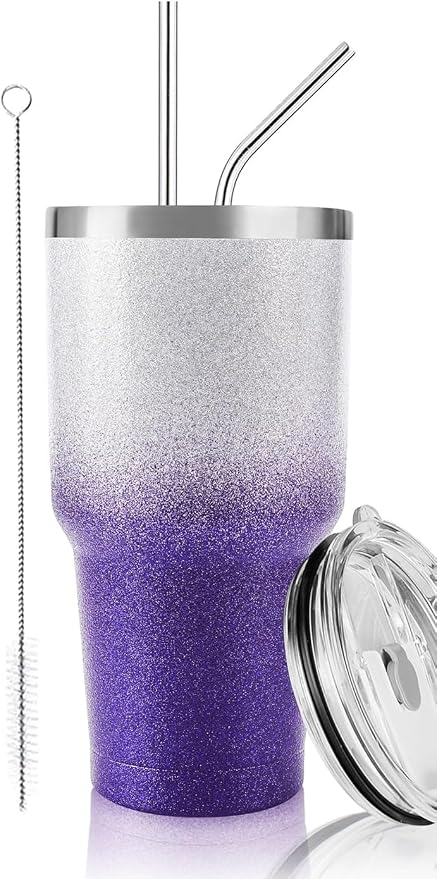 D·S 30 oz Tumbler Purple Glitter Gradient Cup Stainless Steel Double Wall by D%C2%B7STUMBLER