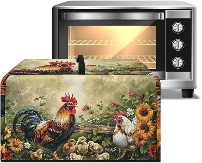 Microwave Cover, Thanksgiving Microwave Dust Cover Waterproof Microwaves Oven Covers Rooster Microwaves Accessories Decorative Kitchen Appliance Cover for Air Fryer Toaster