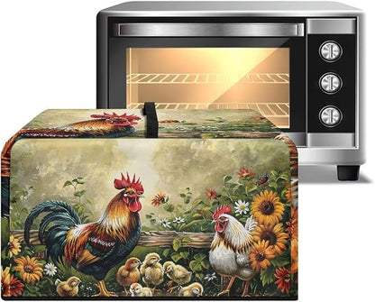 Microwave Cover, Thanksgiving Microwave Dust Cover Waterproof Microwaves Oven Covers Rooster Microwaves Accessories Decorative Kitchen Appliance Cover for Air Fryer Toaster