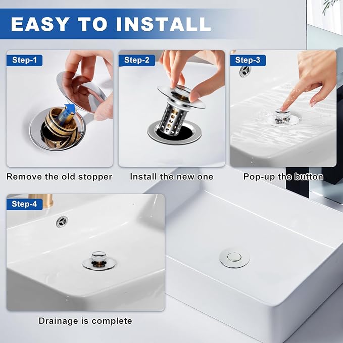 Upgraded Bathroom Sink Stopper, Sink Drain Strainer - Image 6
