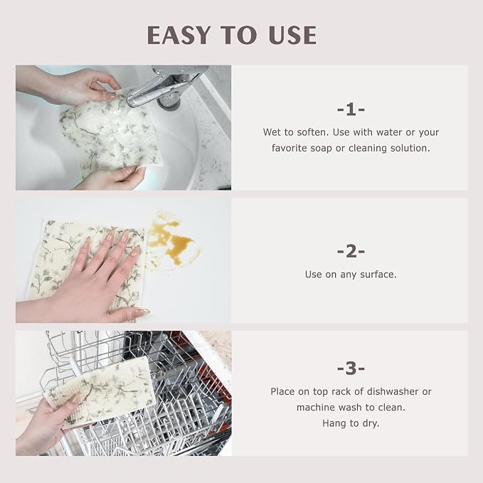 YoulerTex Swedish Dishcloths Dish Towels Set: 6 Packs Cellulose Sponge Cloths - Image 6