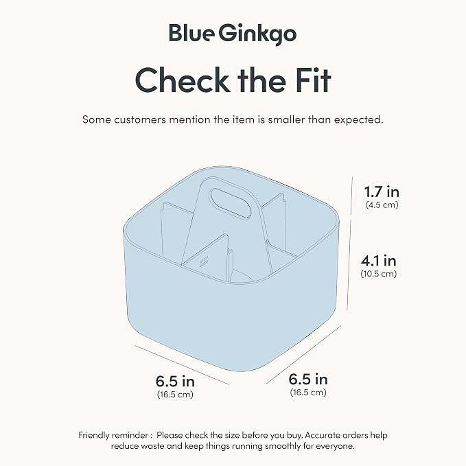 BLUE GINKGO Small Stackable Organizer Caddy – Korean-Made Portable Tote - Image 3