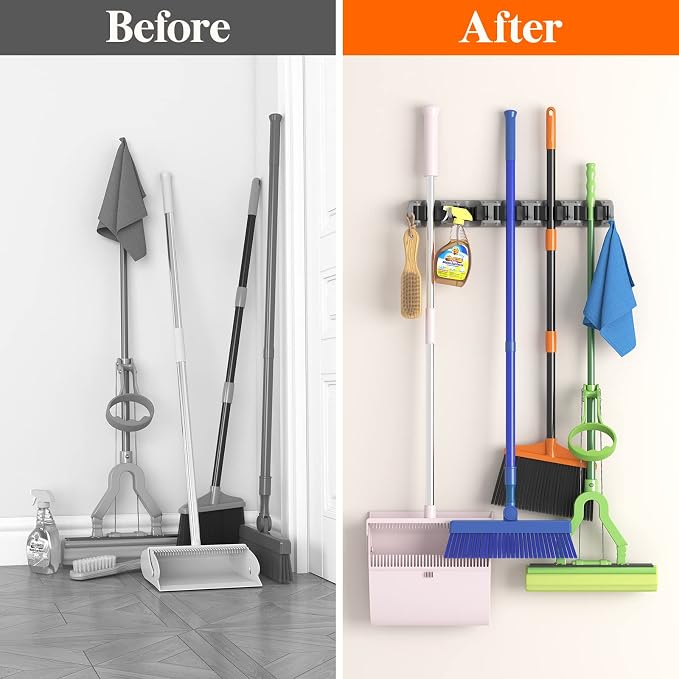 Lifewit Mop and Broom Holder Wall Mount, Anti-Slip Broom Hanger - Image 5