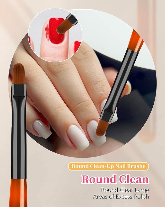 3PCS Nail Art Clean Up Brushes, Round/Angled/flat Acetone Resistant Gel Nail - Image 6