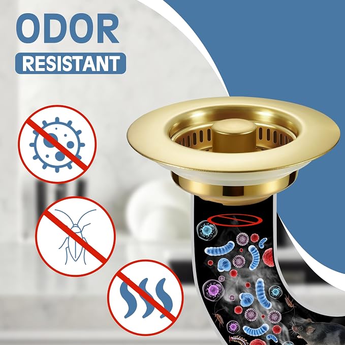 Kitchen Sink Drain Strainer 2 Pack, 304 Stainless Steel Pop Up Sink Stopper - Image 4