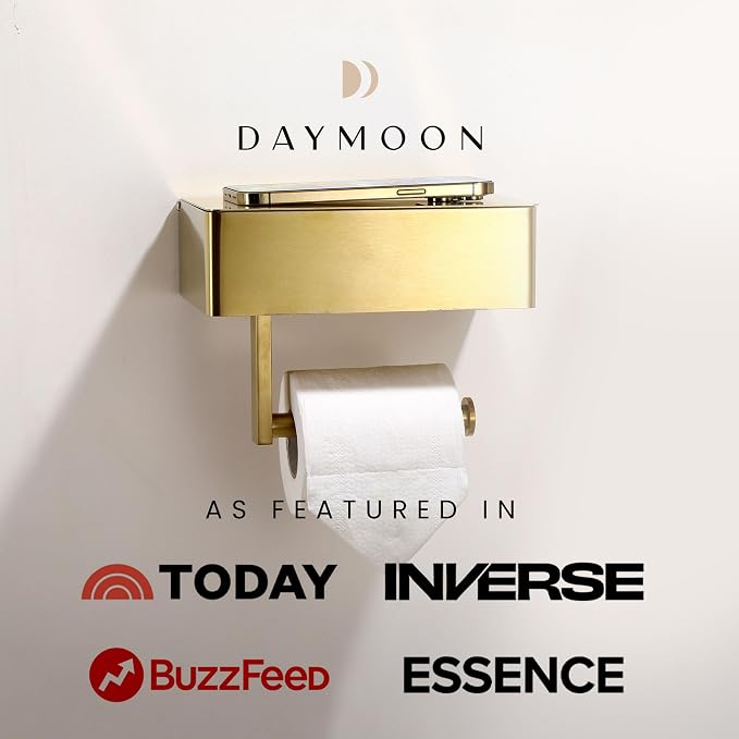 Day Moon™ Brushed Gold Toilet Paper Holder - Image 4