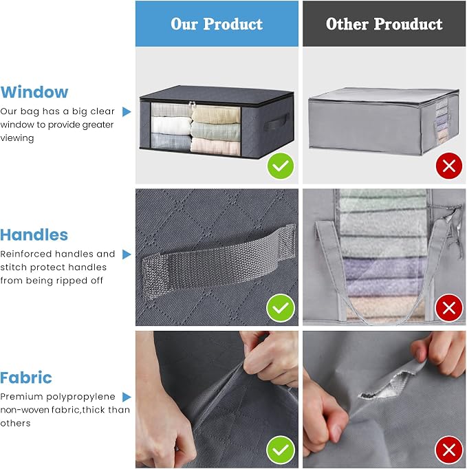 HomeHacks Storage 10-Pack Clothes Organizer Storage Bags Foldable Storage Box - Image 4