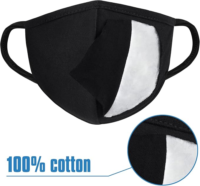 Pack 3 Black Cloth Dust Mouth Mask - Image 3