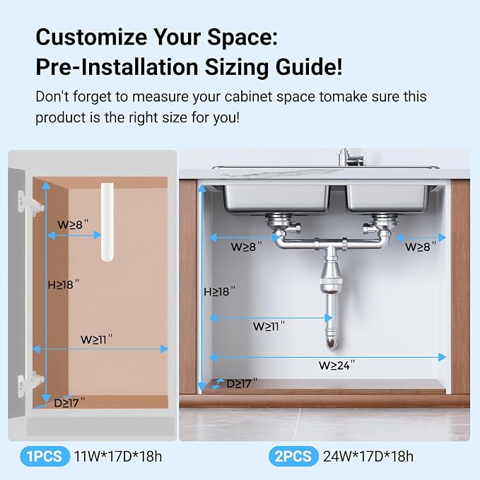 2 Pack Under Sink Organizer and Storage, Metal Under Kitchen Sink Organizer - Image 2