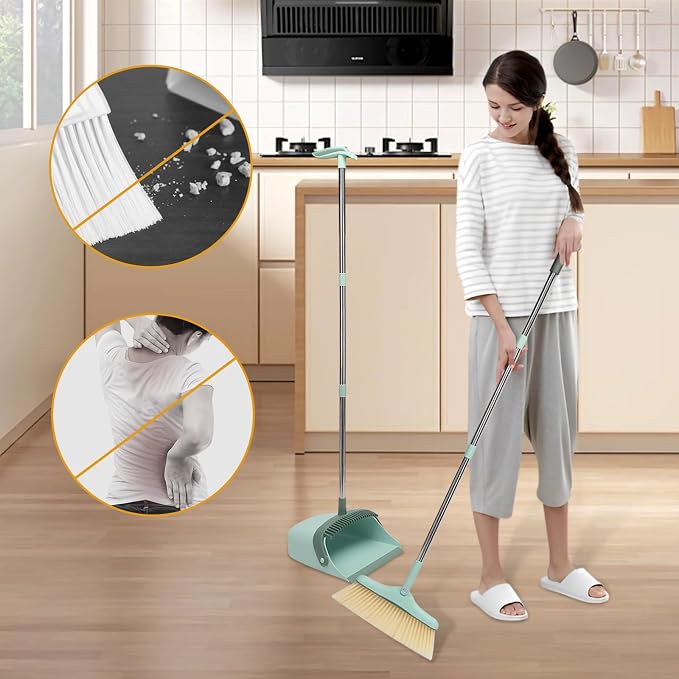 Broom and Dustpan Set, Squeegee Broom, Long Handle Broom and Dustpan Set - Image 7