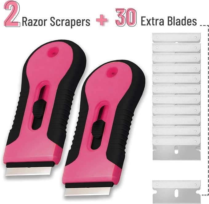Bates- Razor Blade Scraper Tool, 2 Pack, 30 Extra Stainless Steel Blades - Image 2