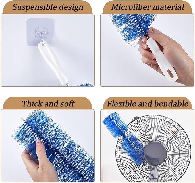 CREATCABIN 2Pcs Bendable Fan Duster Fan Cleaner Brush Blue Nylon - Image 5