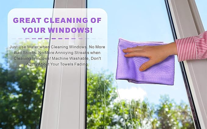 Window Cleaning Cloth.Glass Cleaning Cloth, Streaks Scratches Free. Purple 1 - Image 4
