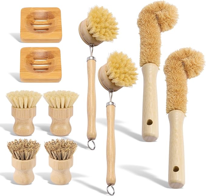 10 Pcs Bamboo Dish Brush Set, Wooden Dish Brush by Unknown