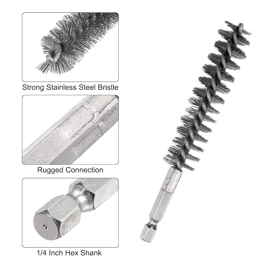 HARFINGTON 5Pcs Bore Brush Stainless Steel 17mm Dia Cleaning Twisted Wire Brush - Image 4