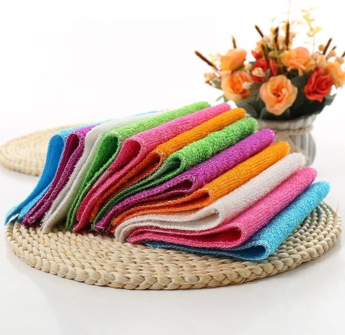 Natural Bamboo Fiber Small Dishcloths 6-Pack Reuseable Cleaning Cloths Quick by Unknown