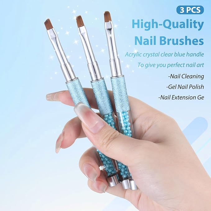 Pearl Blue Nail Art Clean Up Brushes - Image 2