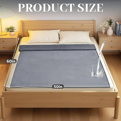 Waterproof Blanket for Bed Couch Sofa, 50''x60'' Reversible & Washable, Fleece and Flannel Waterproof Mat, Water Resistant Bed Cover, Leakproof Mattress Protector(Dark Gray/Light Gray)