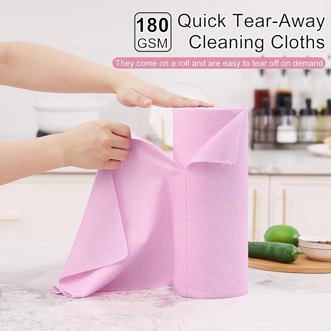 Homaxy Tear Away Dish Cloths Rolls, 40 Sheets-11.8" X 11.8", Reusable Washable - Image 2