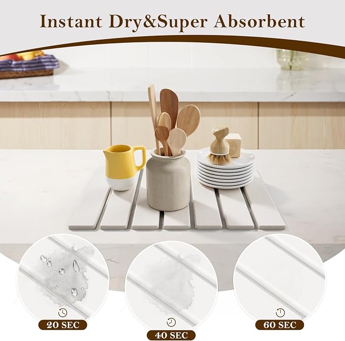 Large Stone Dish Drying Mats for Kitchen Counter, 15.5“x 11.8”, Eco-Friendly - Image 4