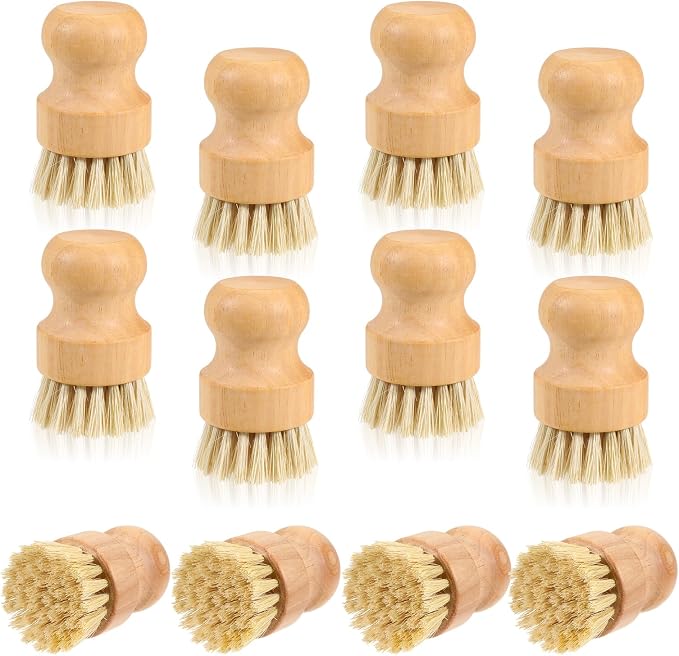12 Packs Bamboo Dish Scrub Brushes, Wok Brush, Wooden Scrubbers Set Bamboo by Unknown