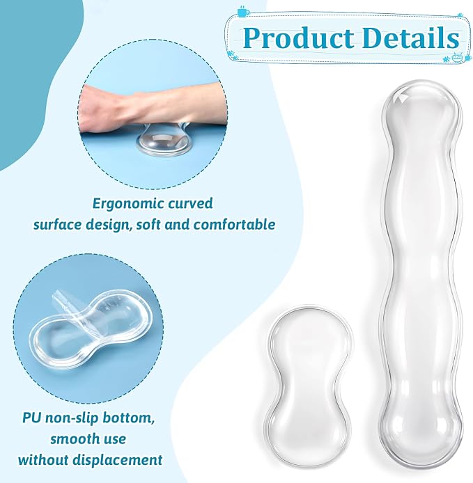 Gel Wrist Rest for Keyboard Clear Anti-Slip Mouse Pad Cute Ergonomic White - Image 6