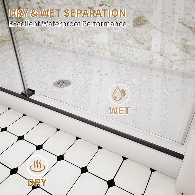 Frameless Shower Door, 44-48" W x 74" H Double Sliding Shower Door - Image 4