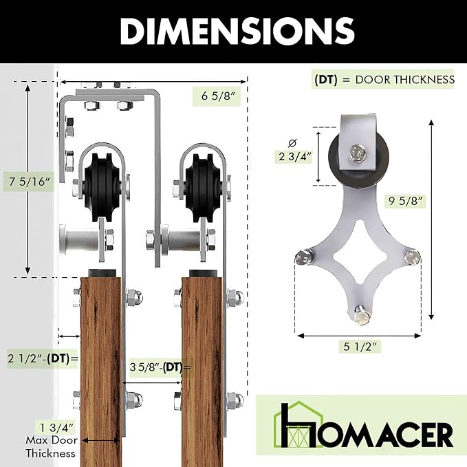 Homacer Brushed Nickel Double Track U-Shape Bypass Sliding Barn Door Hardware - Image 8