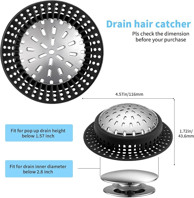 Shower Drain Hair Catcher, Shower Drain Cover, Bathtub Drain Hair Catcher - Image 2