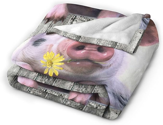 Funny Farm Pig Blanket - Soft Warm Cozy Fleece Throw for Girls, Women, Men, Boys - Animal Gifts and Decor for Couch, Sofa, Bed - 50"x40"