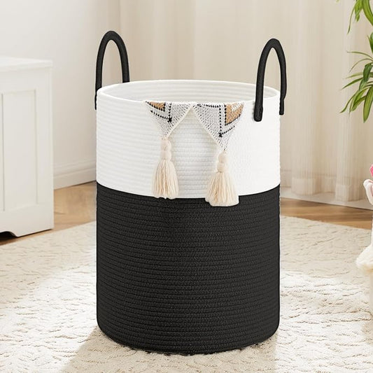 Laundry Basket, Woven Cotton Rope Laundry Hamper, 60L by Artfeel