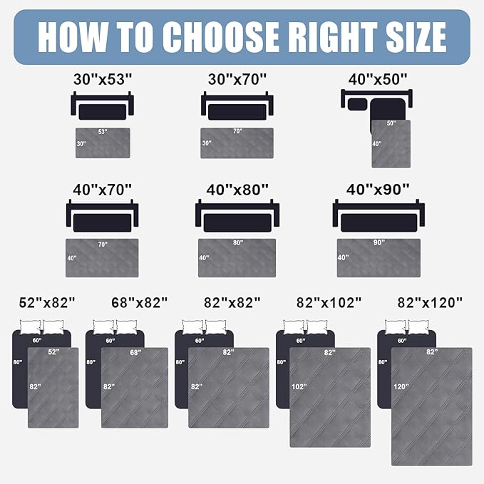 Smiry Waterproof Dog Bed Cover Blanket 68x82, Soft Reversible Pet Blanket, Washable Leakproof Cats Dogs Couch Cover for Sofa, Couch, Furniture, Lattice, Grey/Grey