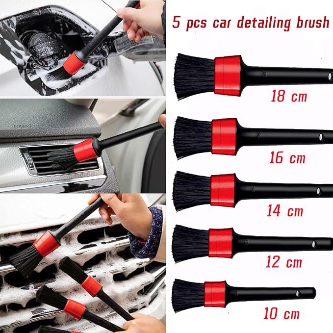 10pcs Auto Car Detailing Brush Set, Car Interior Cleaning Kit, Including 5pcs - Image 2