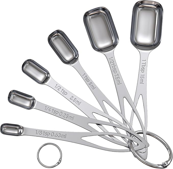 6PCS Narrow Measuring Spoons Set, Stainless Steel Measuring Spoon Fits in Spice by CreateHarmonyWithYourPet