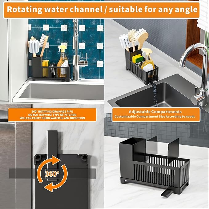 Sink Caddy & Kitchen Sink Organizer, Plastic Kitchen Countertop Organizer - Image 4