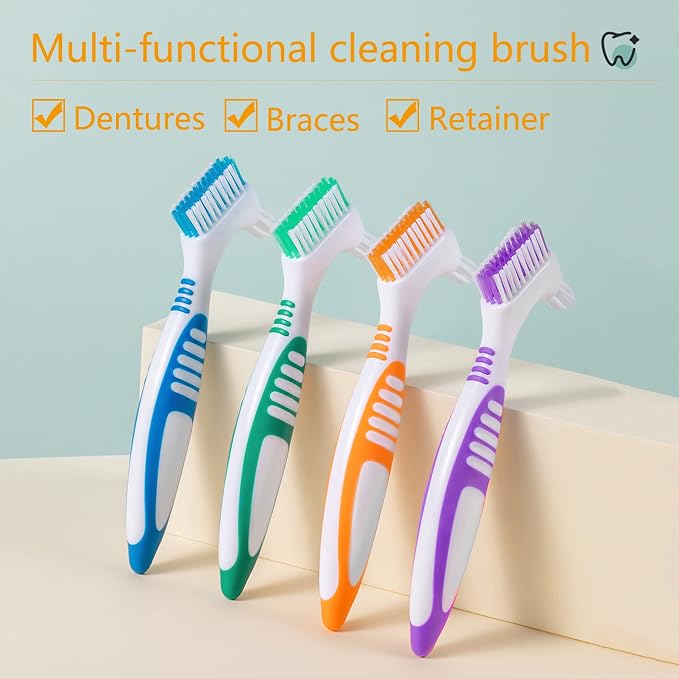 Denture Brush 4Pcs Denture Toothbrushes，Denture Cleaning Care Cleaning Brush - Image 7