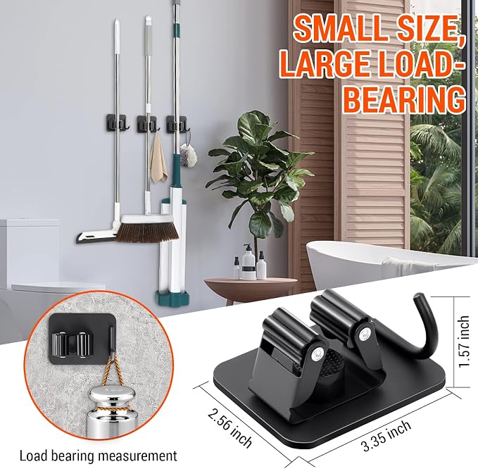 Batur 4 Pack Broom Holder Wall Mount, Super Anti-Slip Mop and Broom Holder Wall - Image 4