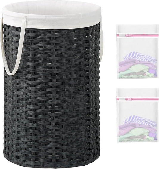 34.3 Gal Large Laundry Hamper Laundry Basket Round Handwoven Wicker Laundry by SETVSON