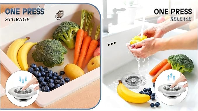 2Count 3-in-1 Kitchen Sink Drain Strainer & Stopper - Image 7