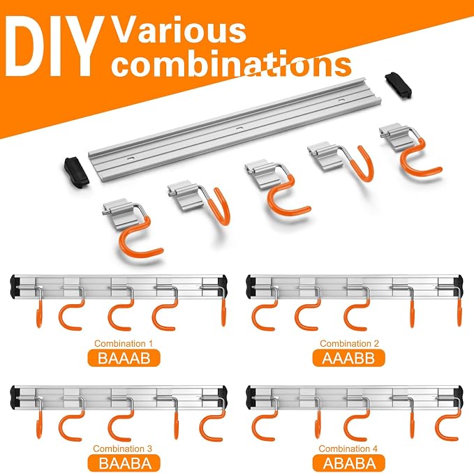 34.5'' Aluminum Alloy Garden Tool Organizer Wall Mount Garage Organizers and - Image 4