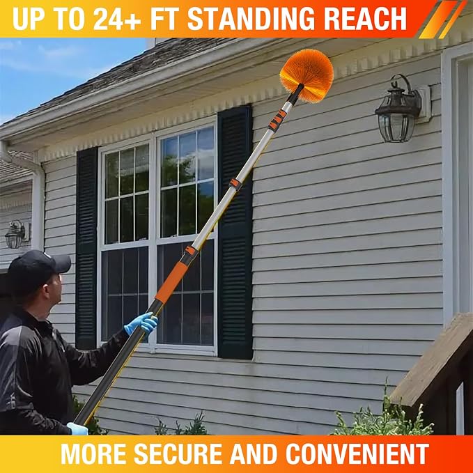 24FT Cobweb Duster with Extension Pole, Spider Web Brush - Image 6