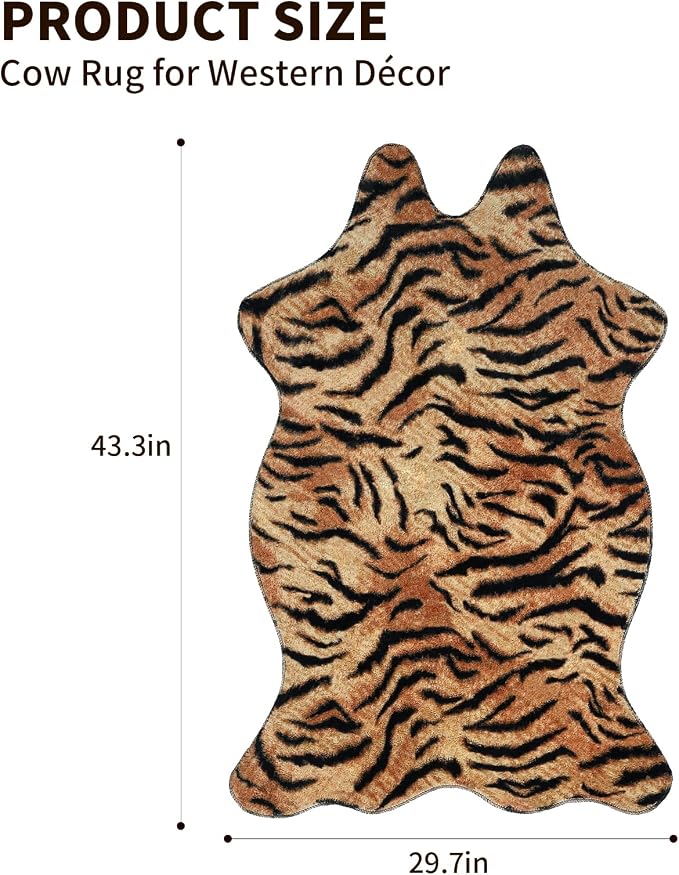 MACEVIA Tiger Printed Skin Area Rugs Western Decor - Image 3