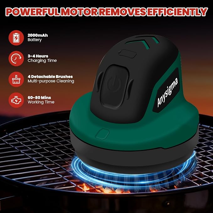Electric Grill Brush- Waterproof Cordless Rotary Cleaning Brush - Image 4