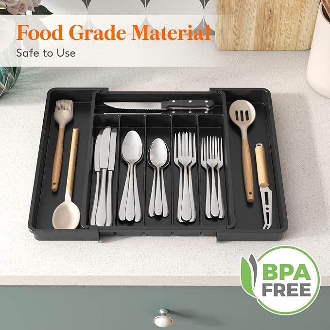 Lifewit Silverware Drawer Organizer, Expandable from 11 to 18 inches, Utensil - Image 8