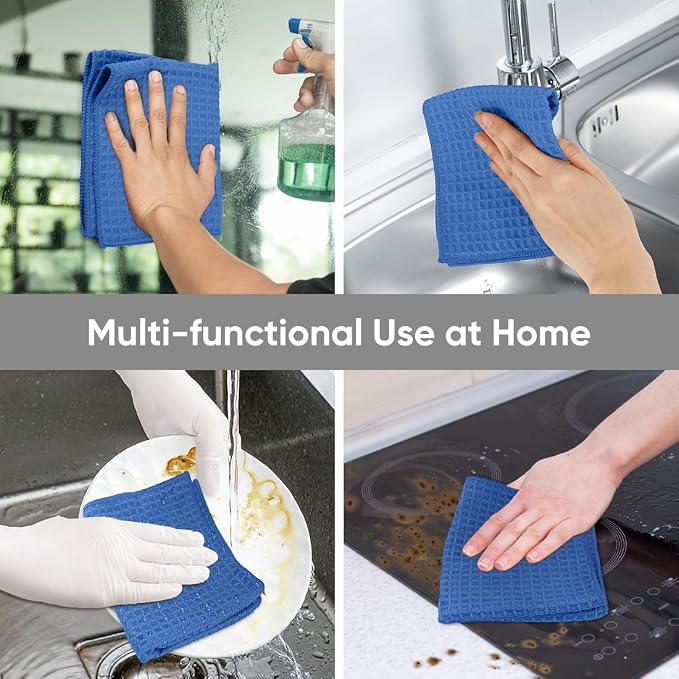 HOMEXCEL Waffle Weave Microfiber Towel, 10 Pack Lint Free Cleaning Rags - Image 5