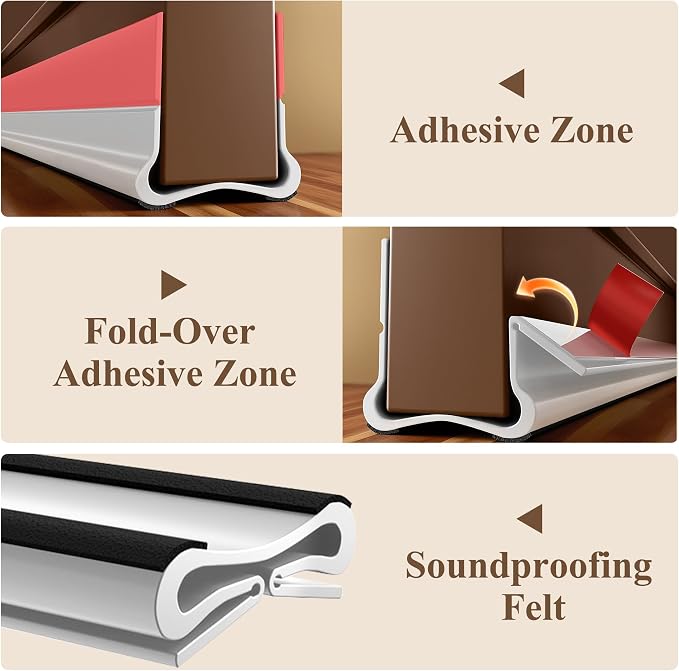 36.6 in Under Door Draft Stopper Reusable Self-Adhesive Door Sweep - Image 5