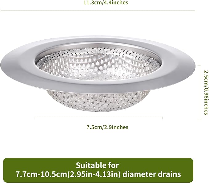 2Pcs Kitchen Sink Drain Strainer, Stainless Steel Kitchen Sink Strainer - Image 7